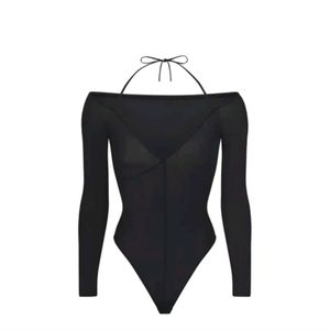 (B38) SKIMS Off Shoulder Jelly Sheer Bodysuit medium
